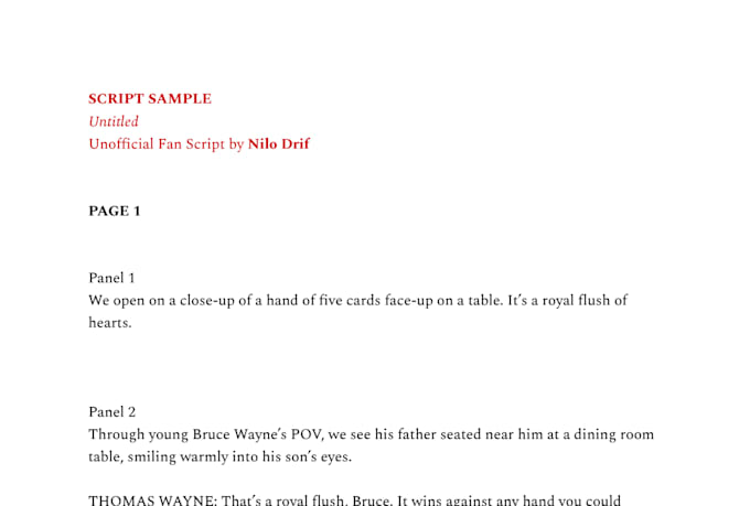 write a script for your comic, manga, or webtoon
